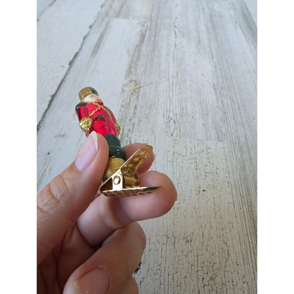 Vintage soldier nutcracker glass clip glitter gold mini Xmas tree - Picture 9 of 9